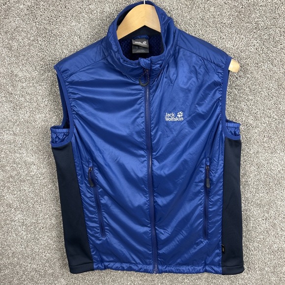 Jack Wolfskin Men's Hiking Vest Jacket Size Medium Outdoor Full Zip Pockets Logo - Picture 1 of 10
